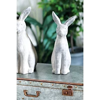 18" Gray Stone Farmhouse Rabbit Garden Sculpture