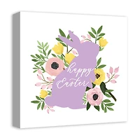Happy Easter Floral Bunny 16" x 16" Canvas Wall Art