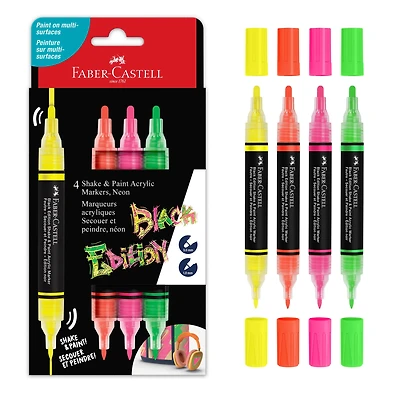 Faber-Castell 4 Color Neon Shake & Paint Acrylic Markers