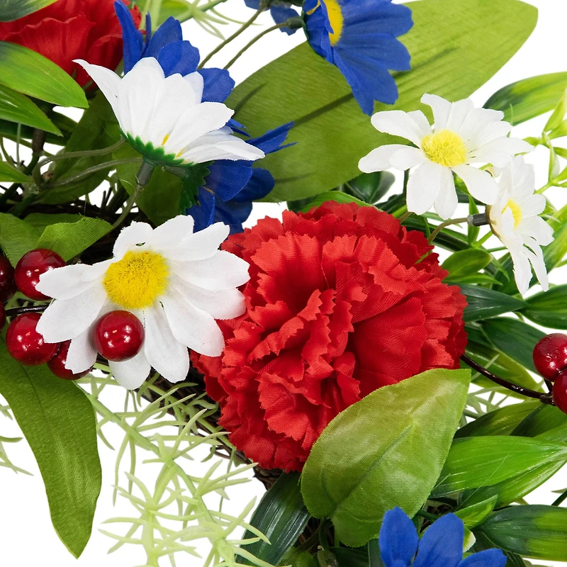 21" Red, White & Blue Mixed Floral Americana Wreath