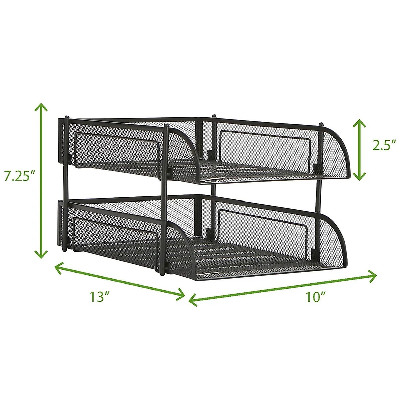 Mind Reader Black 2 Piece Stackable Metal Mesh Letter Tray