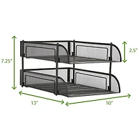 Mind Reader Black 2 Piece Stackable Metal Mesh Letter Tray