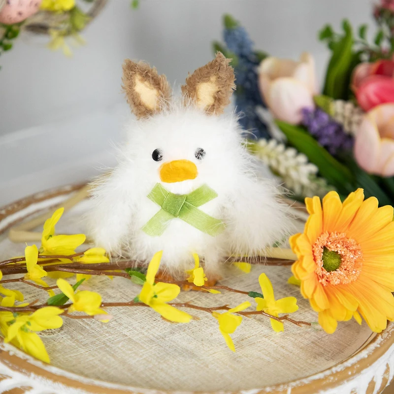 5.5" White Easter Duck Accent with Bunny Ears