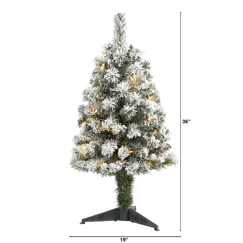 3ft. Pre-Lit Flocked West Virginia Fir Artificial Christmas Tree, Clear LED Lights