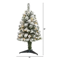 3ft. Pre-Lit Flocked West Virginia Fir Artificial Christmas Tree, Clear LED Lights