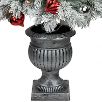 5ft. Pre-Lit Snowy Bristle Pine Artificial Christmas Tree in Silver Urn, Clear Lights
