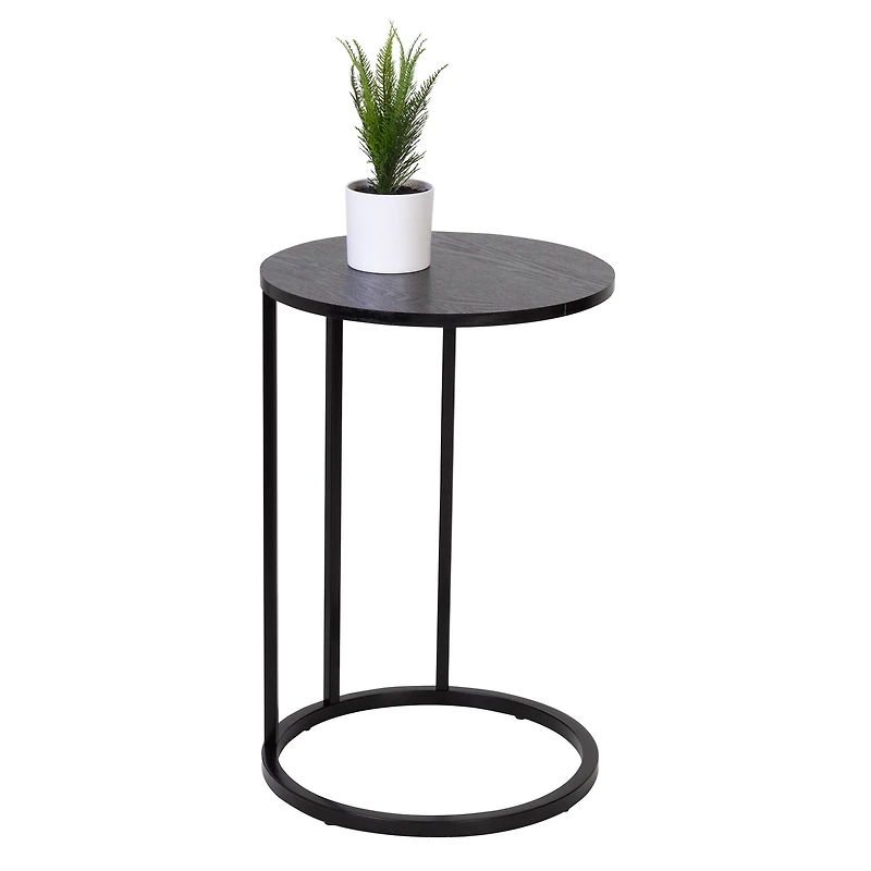 Honey Can Do Black Round C End Table