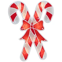 Lighted Holographic Candy Cane Christmas Window Silhouette - 12" - Clear Lights