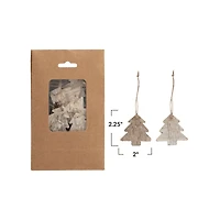 Hello Honey® 2.25" Natural Birch Bark Tree Shaped Ornaments with Jute Hangers, 21ct.