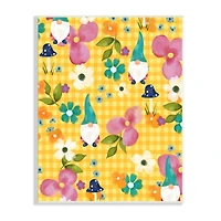 Stupell Industries Yellow Tartan Patterned Spring Gnomes Mushrooms Wall Plaque Art