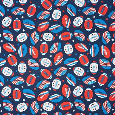 SINGER Flags on Footballs Printed Ringspun Cotton Fabric