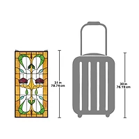 Design Toscano 31" Ruskin Rose Two Flower Tiffany-Style Stained Glass Window Hanging Décor 