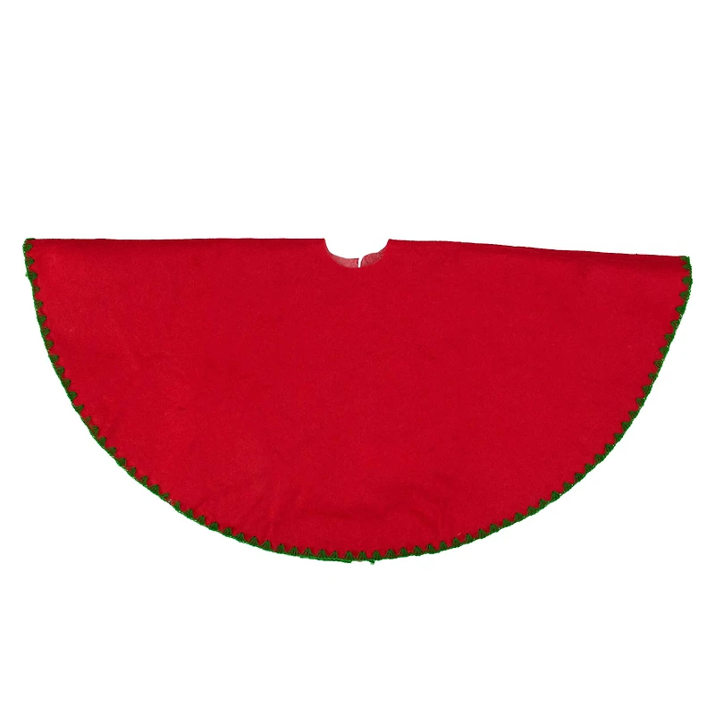 26" Christmas Traditions Cardinal Red with Green Stitching Mini Tree Skirt