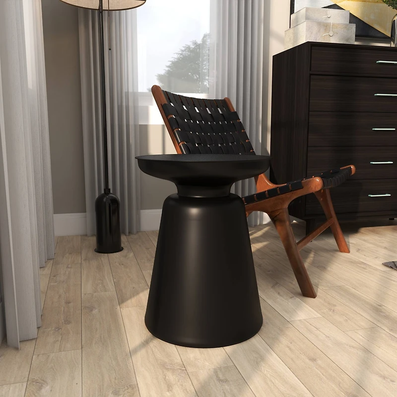 Black Metal Accent Table with Bell Shaped Base
