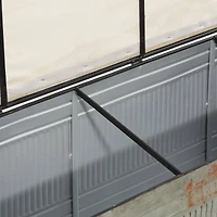 Grey Iron & Fabric Farmhouse Bench