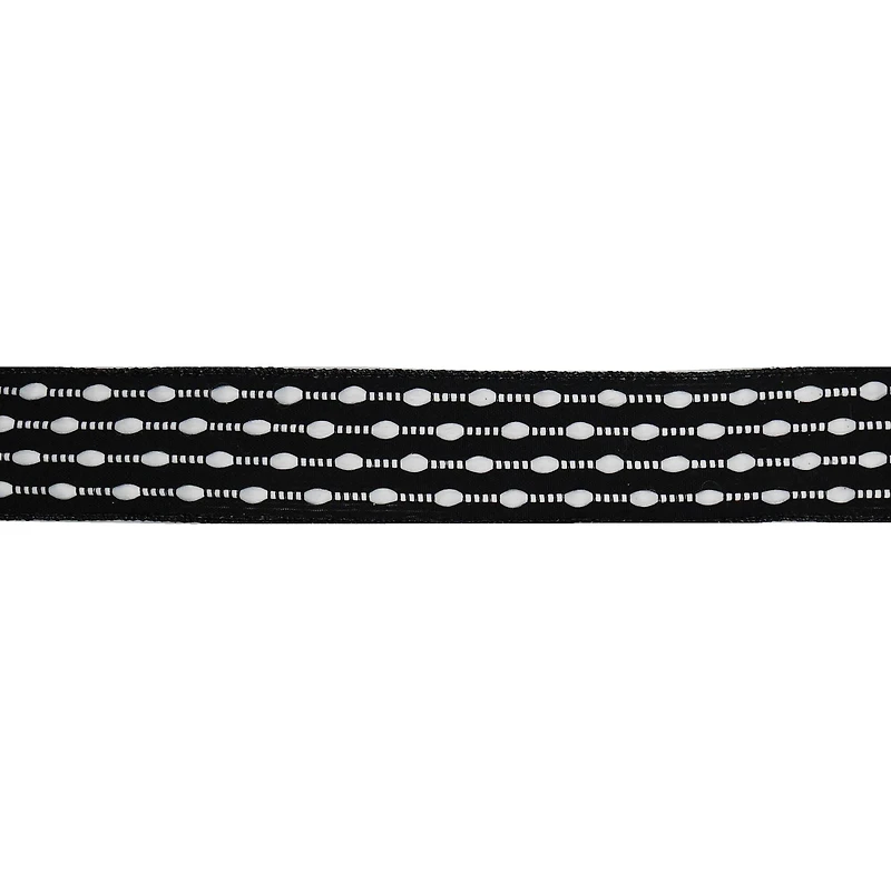 1.5" x 25ft. Black & White Stitch Wired Taffeta Ribbon by Celebrate It®