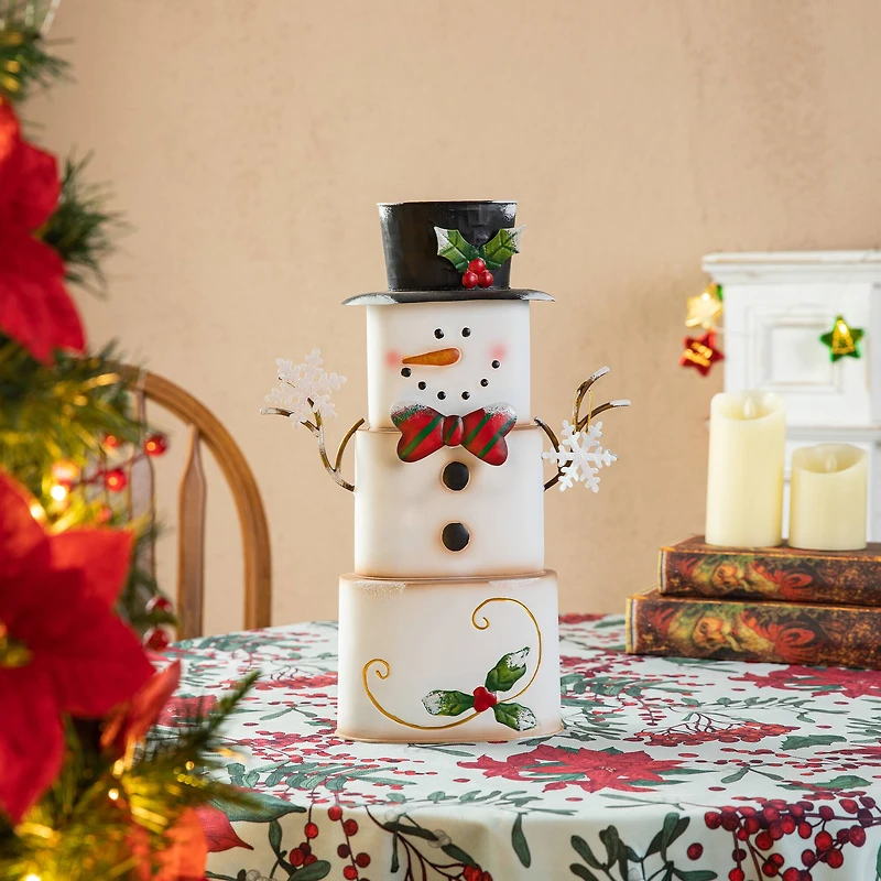 Glitzhome® 17" Metal Stacked Box Snowman Table Décor