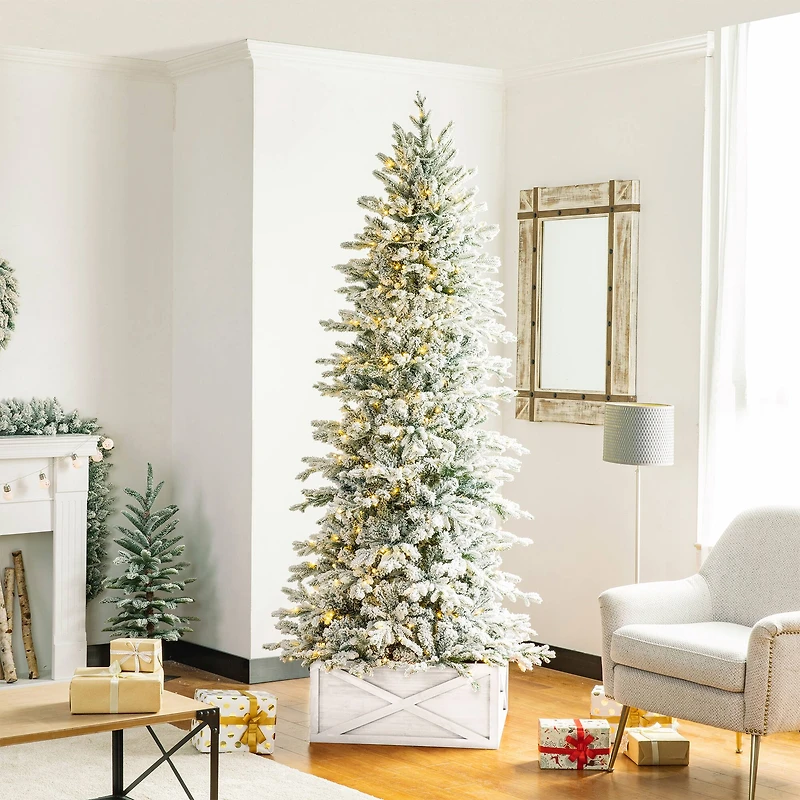 Glitzhome® Washed White Wood Tree Collar