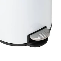 Honey Can Do White Retro Metal Kitchen Step Trash Can with Lid