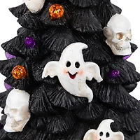 12" Black LED Lighted Skull & Ghost Halloween Tree