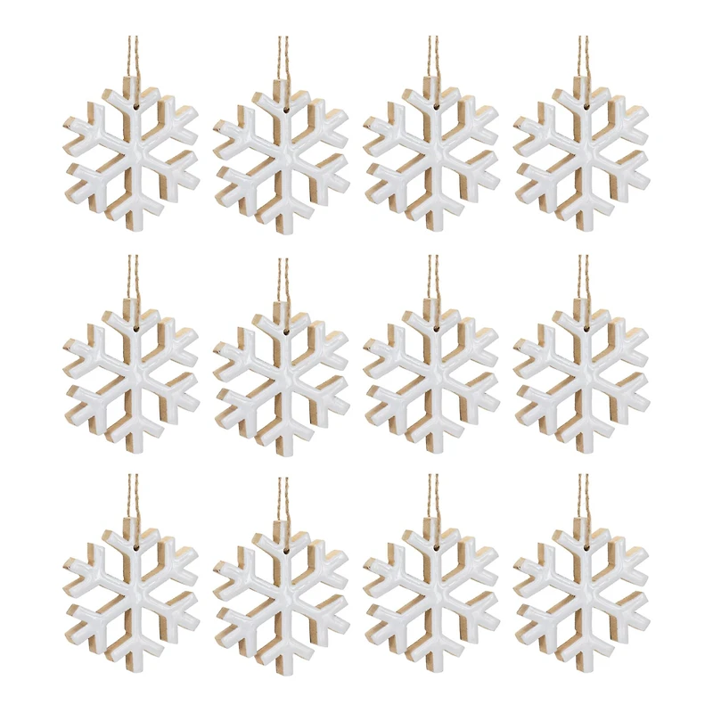 12ct. 4" White Snowflake Ornament