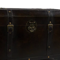 Set of 3" Brown Wood Traditional Trunk, 28", 24", 20"