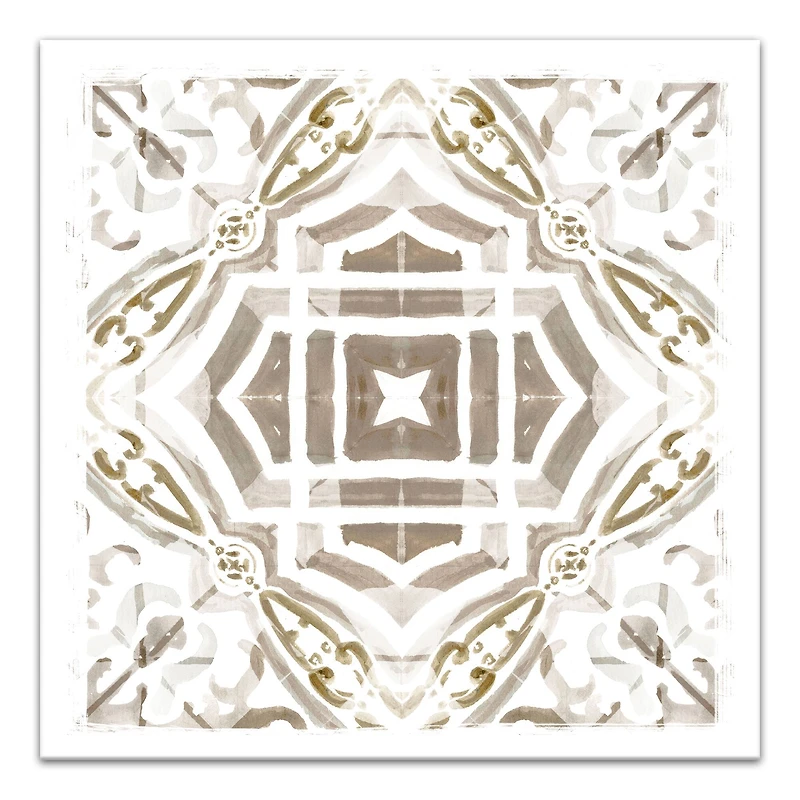 Gray And Gold Medallion 20" x 20" Canvas Wall Art