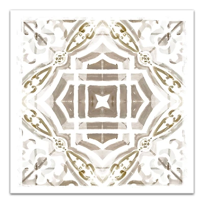 Gray And Gold Medallion 20" x 20" Canvas Wall Art