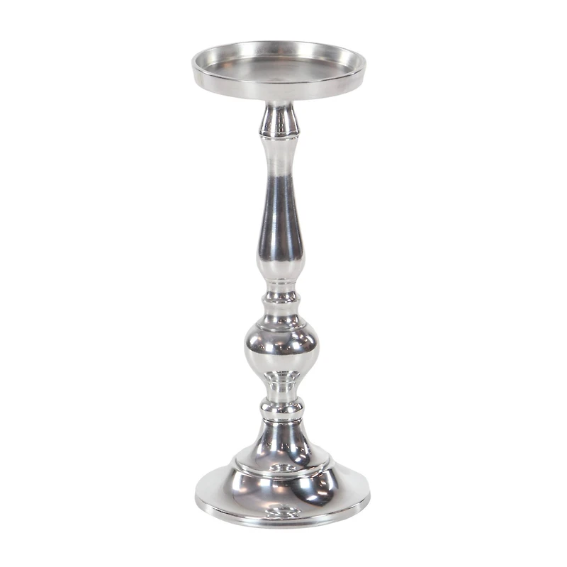 Silver Aluminum Traditional Candle Holder Set