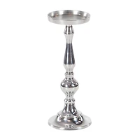 Silver Aluminum Traditional Candle Holder Set