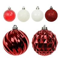 44 Pack 1.8" & 4.7" Red & White Mixed Finish Shatterproof Ball Ornaments by Ashland®