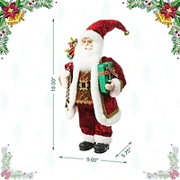 Glitzhome® 18" Faux Fur Traditional Christmas Santa Figurine