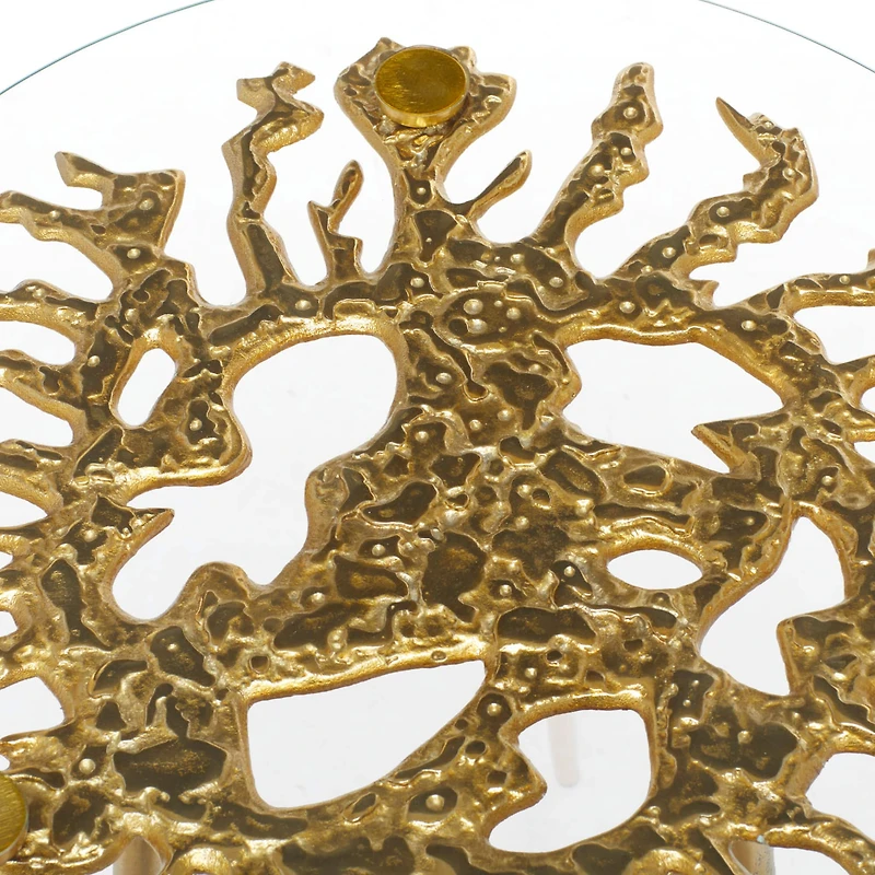 Gold Aluminum Modern Accent Table, 22" x 22" x 22"