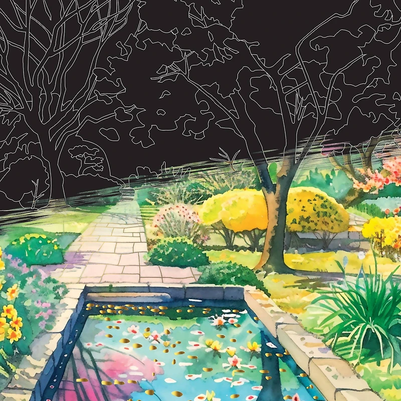 Brea Reese™ 9" x 12" Garden Scenes Scratch Art Paper Pad