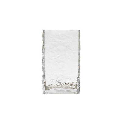Hello Honey® 8" Clear Rectangular Hammered Glass Vase