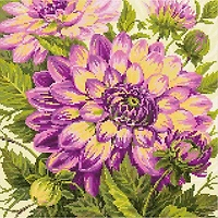 RIOLIS Dahlias Diamond Mosaic Kit, Square Diamonds