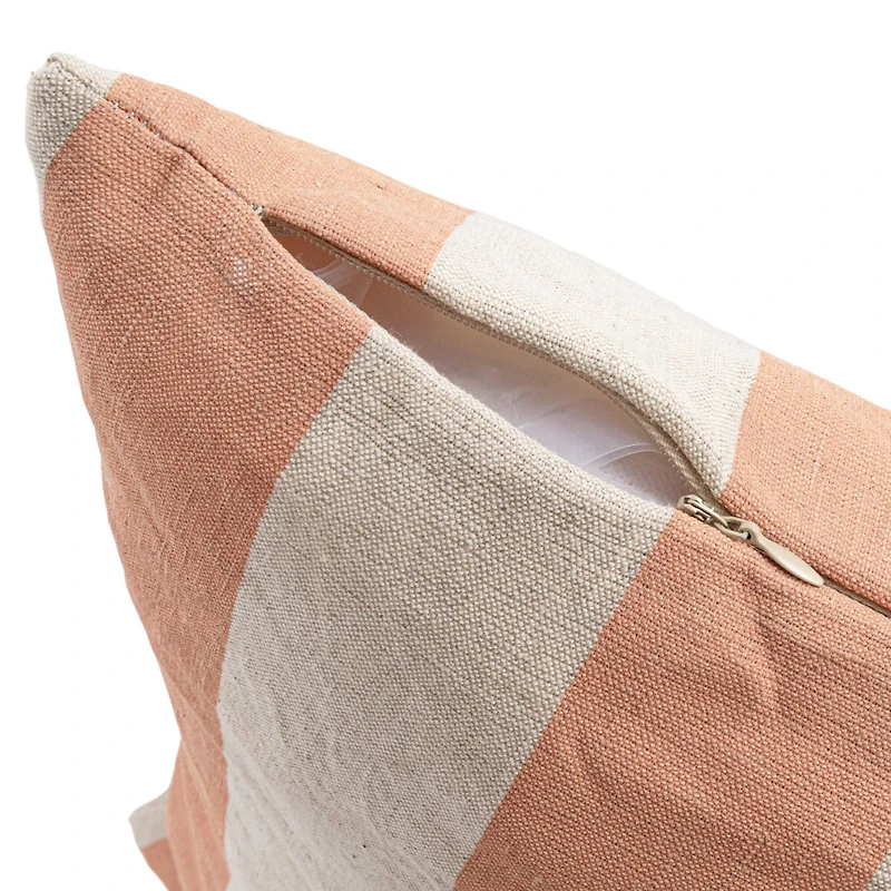 Hello Honey® 20" & Natural Cotton & Linen Striped Pillow