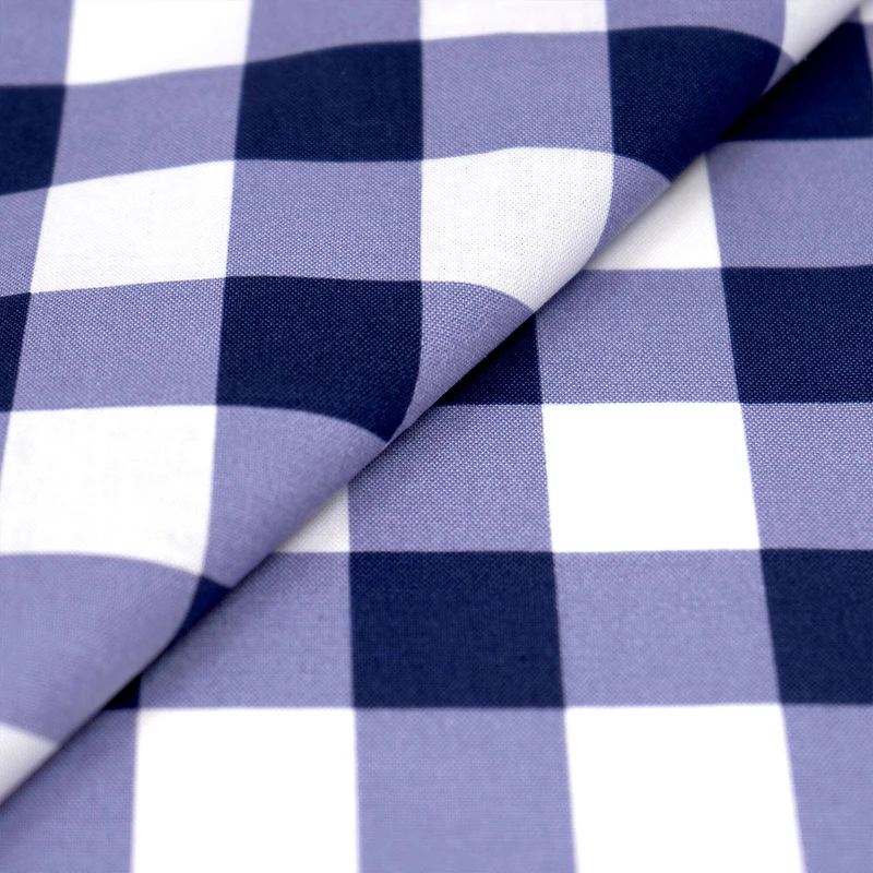 SINGER Navy Gingham Print Ringspun Cotton Fabric