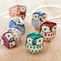Multicolour Ceramic Owl Beads, 15mm by Bead Landing™