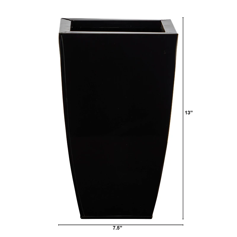 13" Black Tapered Square Metal Planter