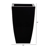 13" Black Tapered Square Metal Planter