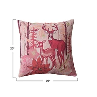 Hello Honey® 20" Berry Red Flora & Fauna Accent Pillow