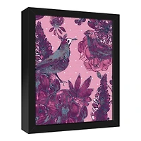 Pink Bird Scene 11" x 14" Black Framed Canvas