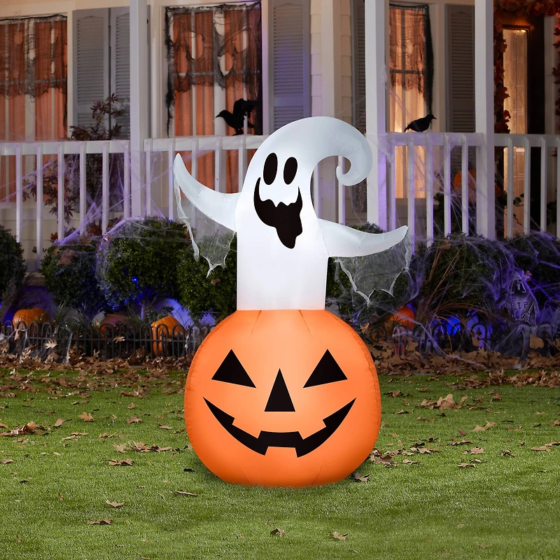 4.5ft. Airblown® Halloween Inflatable Jack-O'-Lantern with Ghost