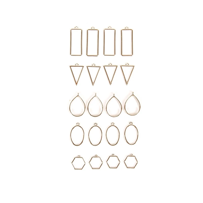 Blue Moon Studio™ UV Resin Craft Gold Simple Shapes Fillable Metal Charm Set