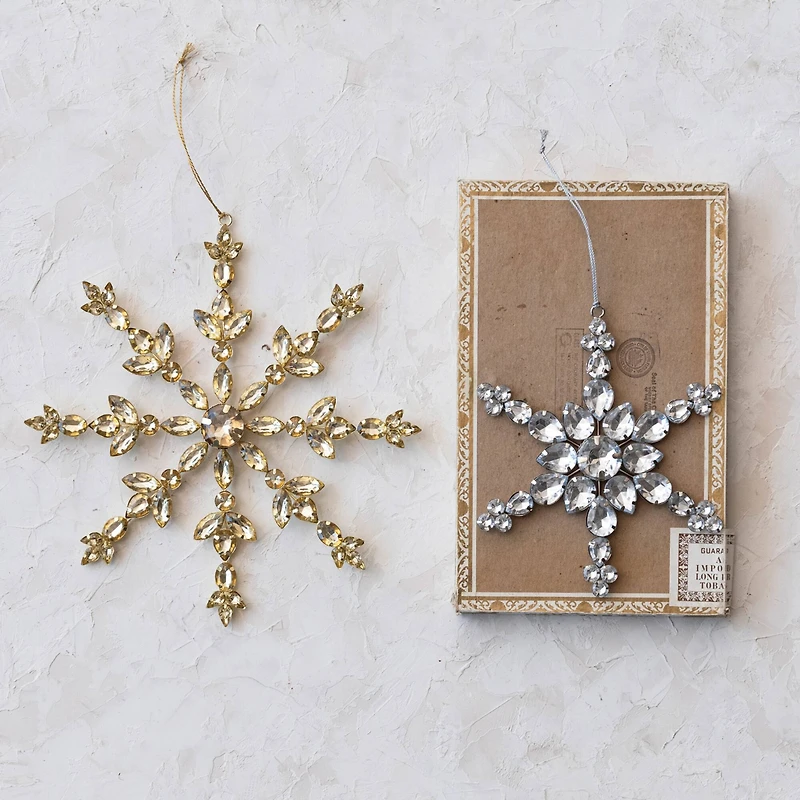 Hello Honey® 7" Silver Snowflake Acrylic Jewel & Metal Ornament