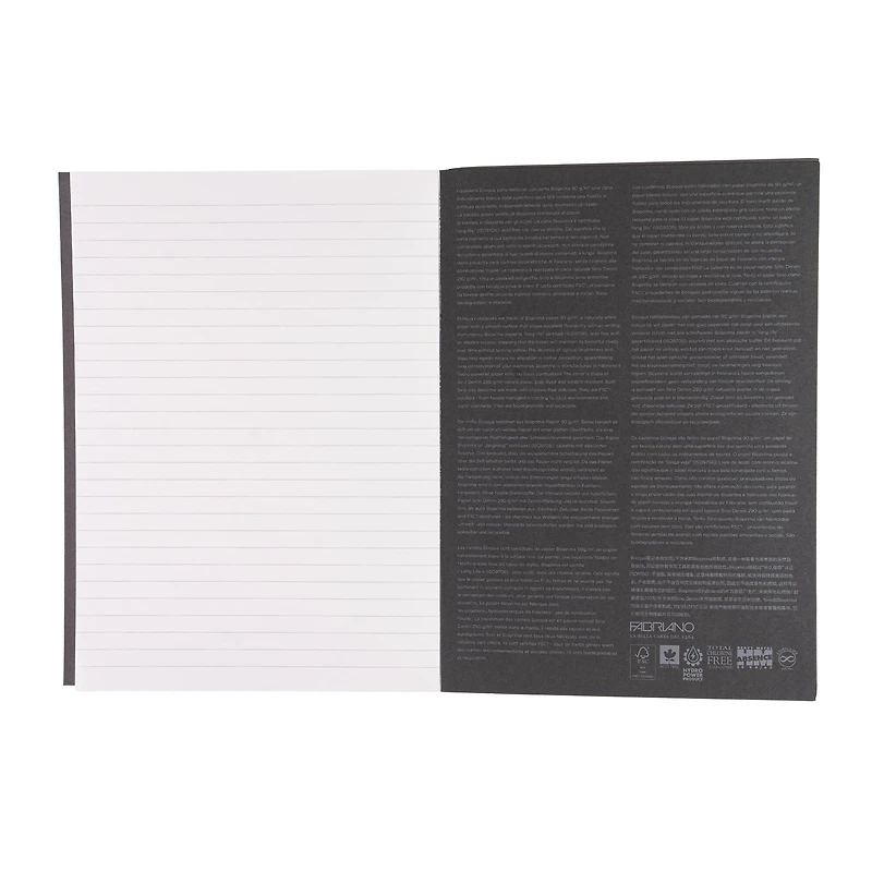 Fabriano® EcoQua Plus A5 Lined Gray Glue-Bound Notebook