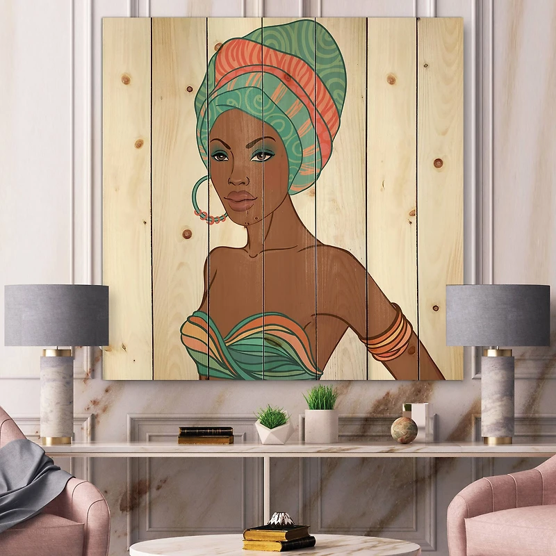 Designart - African American Woman With Earring & Turban