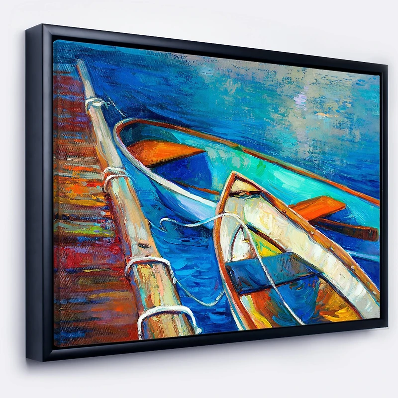 Designart - Boats and Pier in Blue Shade