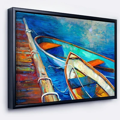 Designart - Boats and Pier in Blue Shade